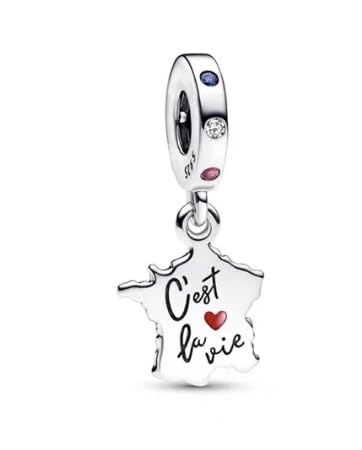 Image of The Charmery C`est La Vie Dangle Charm 925 Silver Compatible with Pandora Charms, Trollbeads, Chamilia, Biagi and Many Other UK Charm Bracelets.