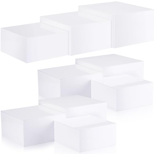 Suzile 9 Pcs Acrylic Buffet Risers Display Box Cube 5 Side Food Riser Table Stand for Display with Hollow Bottom for Party,3 Sizes,8,9,10inch by Suzile - Used condition - US$79.38