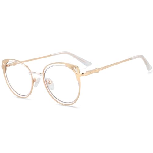 Lunettes de luxe œil de chat femmes monture métal tendance motif creux