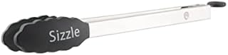 MasterChef Kitchen Tongs for Cooking 11" Long, High Quality Stainless Steel Chef's Tool with Easy Grip Handles Non Scratch, Heat Resistant Silicone Tips, Smart Lock & Hanging Eyelet