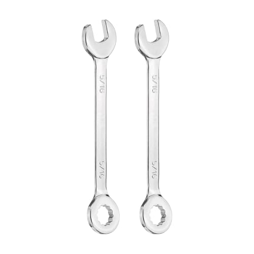 sourcing map 2pcs Mini Combination Wrench 5/16" 12-Point Box End & 15 Degree Angled Offset Open End CR-V Steel Double Ended Spanner Tool for Household Automotive Machinery DIY Repair