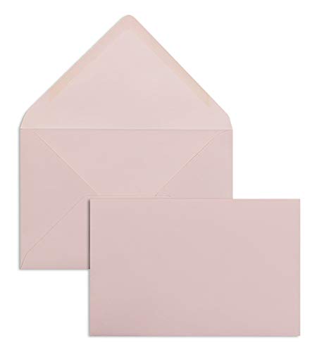 100 Stück, Farbige Briefumschläge, 120 x 180 mm, Nassklebung, Spitze Klappe, 120 g/qm Offset, Ohne Fenster, Rosa (Rosé), Blanke Briefhüllen
