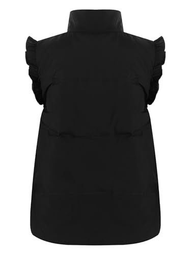 Kids Girls Ruffle Puffer Vest Sleeveless Button Down Waistcoat Vest Padded Gilet Outerwear2