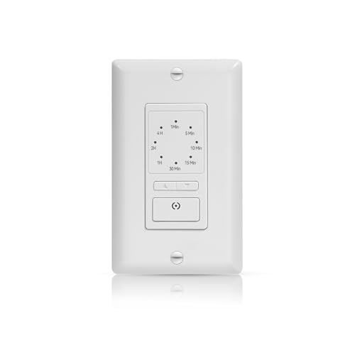 ECOELER 4Hrs Countdown Timer Switch, 1-5-10-20-30-60 Min, 2-4 Hour, Wall Timer Switch with Constant On Mode for Bathroom Fans and Lights, Neutral Wire Required, ETL&FCC Listed, White