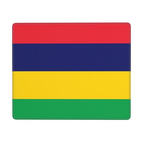 Tapis de souris antidérapant 17,8 x 22,9 cm avec drapeau de l'île Maurice pour ordinateur portable et console de bureau