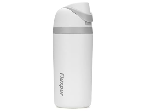 Fluxpur Insulated Water Bottle Sports Stainless Steel Water Bottle with Straw Travel Leakproof,16 Oz,White 10