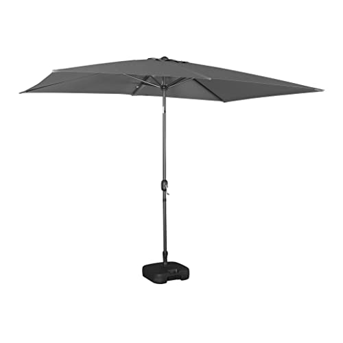Alice's Garden - Parasol droit rectangulaire 2x3m - Touquet gris - mât central en aluminium orientable et manivelle d'ouverture