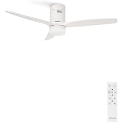 Ventilador Vedra CREATE / WINDCALM/Ventilador techo con luz y mando, motor DC blanco / 40W, Silencioso, Ø132 cm, 6 velocidades, temporizador, función verano-invierno