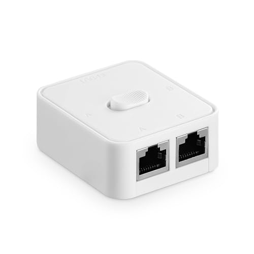 YuLinca Gigabit Network Switcher, 10/100/1000Mbps, 2 in 1 Out 1 in 2 Out Network, Bidirectional Manual switcher for Cat 5, Cat 5e and Cat 6