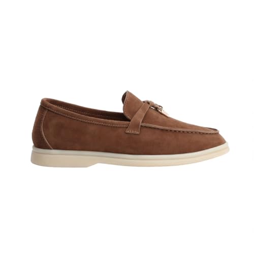 Image of Women's Summer Charms Suede Loafers - Premium Sheepskin Unlined Upper,Classic or Styles with Metal Detail for Casual, Office, Travel & All Day Wear