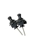 Kit 2x Strap Lock Trava Correia para Guitarra Baixo Violão nas cores Cromado Dourado Preto (Preto)