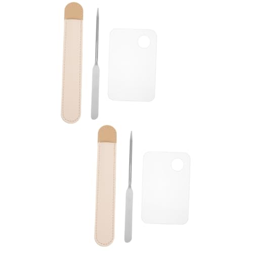 FOYTOKI 2 Sets Stainless Steel Makeup Mixing Palette with Spatula for Nail Art Foundation