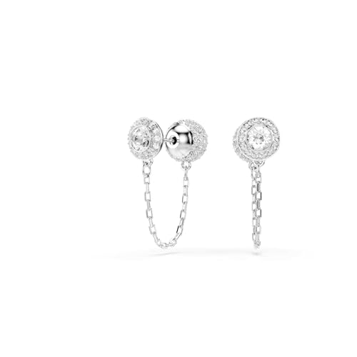 Swarovski Una Angelic drop earrings, Round cut, White, Rhodium finish3