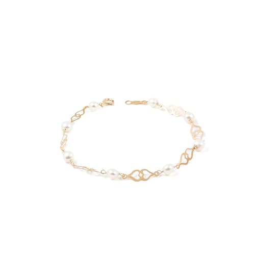 Armband perlen Herz Gelbgold 9 Karats (375) - Estuche Regalo - Certificado de Garantía - Mondepetit