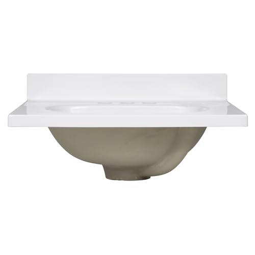 Image of Design House Cultured Marble Vanity Top, 19 in W x 17 in D, Integrated 4 in Centerset Oval Sink & Backsplash, Solid White, 586172
