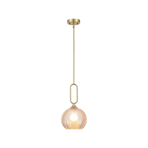 BAODEN Amber Glass Pendant Light Modern Globe Pendant Lighting Nordic