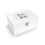 'Born in 2026' Engraved Baby Memory Box | White Wooden Keepsake Storage | Gender Neutral Gift for New Parents, Baby Shower & Grandparents | 22cm x 15cm x 10cm
