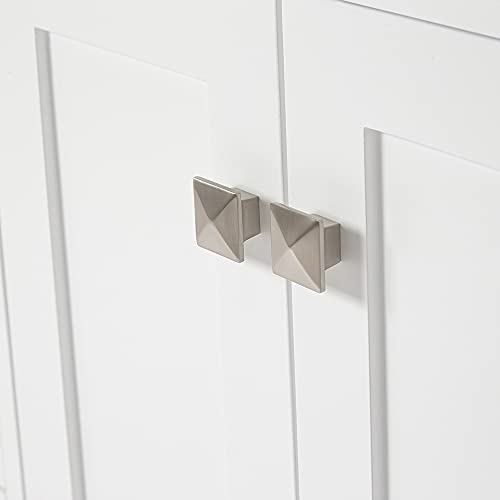 Ariel 60" Inch White Double Bathroom Vanity Base Cabinet | Single Sink Configuration | 4 Soft Closing Doors & 6 Full Extension Dovetail Drawers | Satin Nickel | Shaker Style Doors | Flat Panel Drawers #TOP7