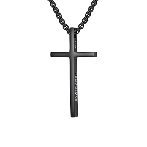 Collier pendentif croix homme acier inoxydable étanche idée cadeau 60 cm