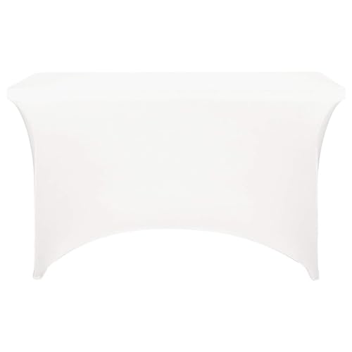 Image of FORLIFE 6Pack Spandex Table Covers 4ft,Fitted Tablecloth for 4ft Rectangular Tables, Stretch Patio Table Covers, Universal Spandex Table Cover for Wedding, Banquet, Party - White