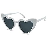 beifon Herz Sonnenbrille Herzbrille Herzen Sonnenbrillen Mädchen Retro Süße Hippie-Stil Accessoire Bunte Brillen Valentinstag Party Carnival Mode Vintage Heart Sunglasses für Damen Herren (Weiß)