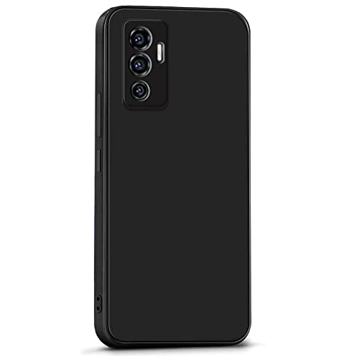 Image of WOW IMAGINE Ultra Slim Soft Rubberised Back Cover Case for Vivo V23E 5G | Vivo Y75 4G | Inner Velvet Fabric Lining | Matte Silicone Flexible Camera Protection Back Case - Black