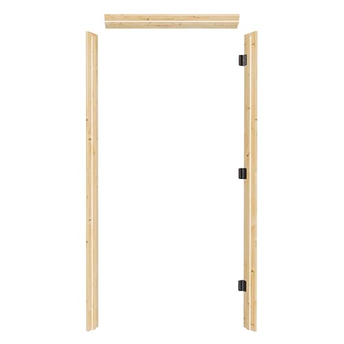 ARKHJEM Door Jamb Frame kit with Pre-Installed Hinges & Weather Stripping, Primed Composite Door Frame Kit, Pine Wood, Assemly Required, 81.65 in x 4.57in x 1.18 in (Right Handed)