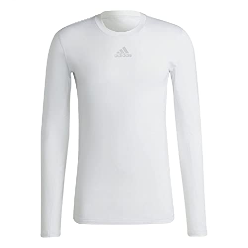 adidas Mens T-Shirt (Long Sleeve) Techfit Long-Sleeve Top Warm Long-Sleeve Top, White, H23121, Size XL