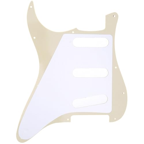 Image of Musiclily SSS 11 Hole Strat Guitar Pickguard for Fender USA /Mexican Made Standard Stratocaster Modern Style, 4Ply Parchment Pearl