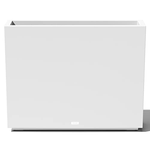 Image of Veradek Span Plastic Box Series Planter - Tall Rectangular, White, All-Weather Resistant, Removable Insert Bucket, Modern Design, Indoor /Outdoor Use