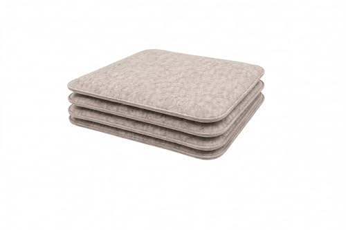 KAMACA Sitzkissen 4er Set 35x35 cm Eckig Sand/Naturton - Stuhlkissen aus Filz Gepolstert mit Schaumkern - Sitzpolster für Stuhl Esszimmer Küche Balkon & Gartenstuhl