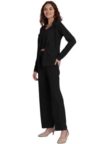Image of GRECIILOOKS Co-ord Set for Women - Stylish Casual 3 Piece Blazer Set | Trendy Travel & Streetwear Look for Girls & Woman | Office Wear | Formal | Classic Collar Full Sleeve Blazer