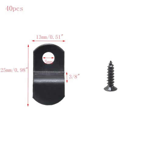 Image of 40pcs 3 /8 inch Depth Flat Offset Canvas Clips Black Metal Photo Frame Clips with Screws Z Shape Mirror Clamps Heavy Duty Offset Mirror Clips for Picture Framing