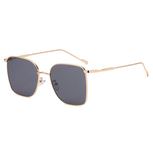 Lunettes de soleil tendance femmes style rétro vintage monture métal noir protection UV400