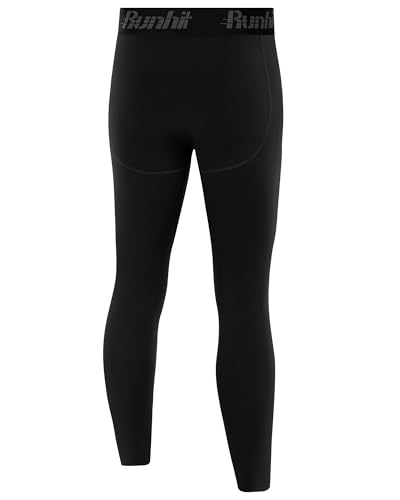 Runhit Boys Compression Leggings Fleece Lined - Youth Sports Tights Kids Thermal Base Layer Pants Cold Weather Gear2