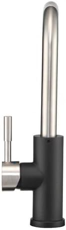 RV Kitchen Faucet Deck Mount Squared-Arc Single Lever Matte Black/Satin Nickel - DFMK533LKM