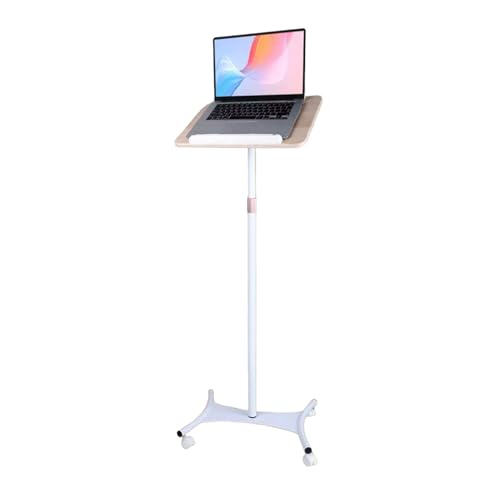 Atril de madera ajustable de 50-130 cm blanco con clips para portátil y lectura 2
