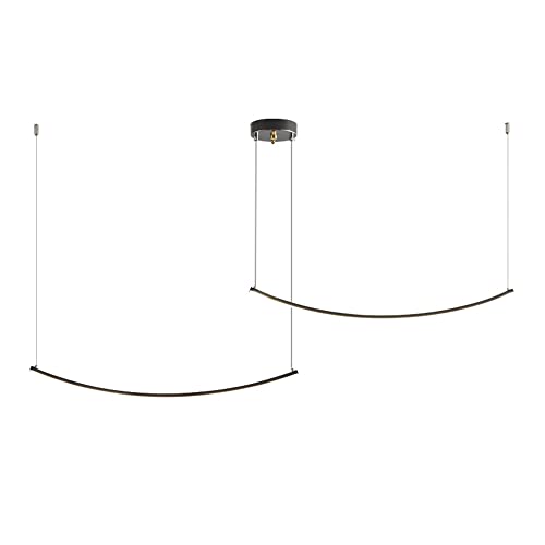 Lampe à suspension incurvée en laiton avec mode 3 couleurs LED intégrées