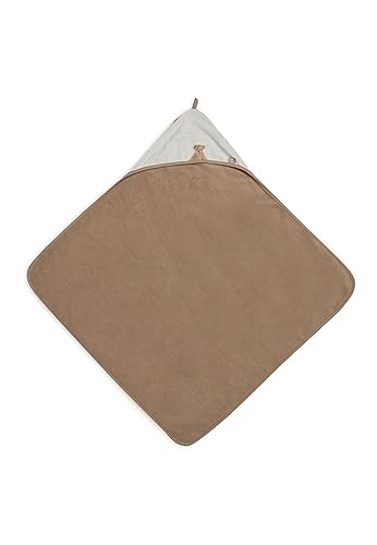 Serviette à capuche Jollein blanc éponge pour éviter les frissons de bébé après le bain