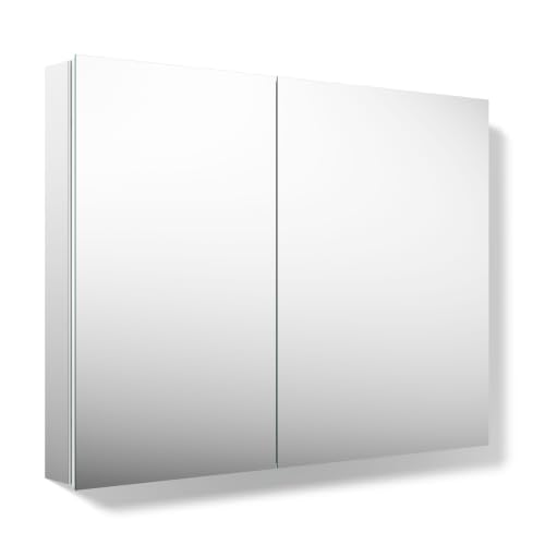 Image of Kohler 55065-NA Embark Slim Two-Door Medicine Cabinet Mirror, Adjustable Shelves with Mirrored Doors, 35 in. W x 26 in. H