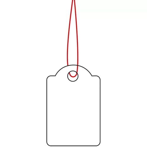 HERMA 6902 Hängeetiketten mit rotem Faden, 1000 Stück, 15 x 24 mm, Fadenlänge ca. 8 cm, kleine Karton Preisschilder Markierungsetiketten Anhänger zum Beschriften, weiß
