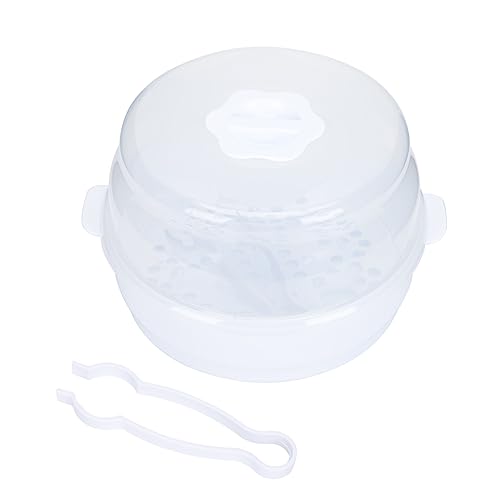 SHOWERORO 哺乳瓶殺菌ボックス 哺乳瓶容器 収納ケース マイクロ波蒸気 器 ベビー食器収納容器 ベビー用品 携帯用食器ホルダー 電子レンジ哺乳瓶ホルダー Abs 白い