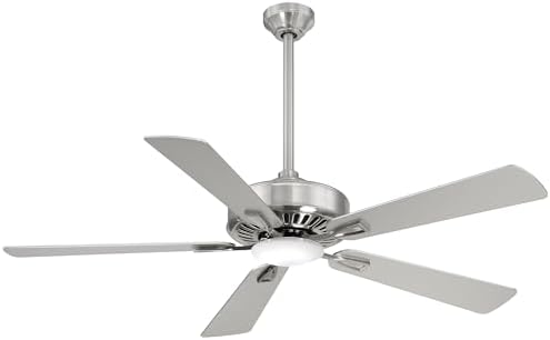 MINKA-AIRE F556L-BN Contractor LED 52" 5-Blade LED Ceiling Fan in Brushed Nickel Finish with Silver Blades with Etched Lens