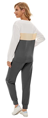 Image of Fengbay Two Piece Outfits for women Long Sleeve Crewneck Pullover Tops And Pants Sweatsuits Lounge Set with Pockets 2026