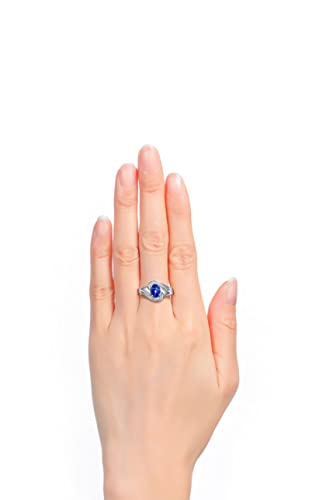 Rylos 14K White Gold Ring Designer Swirl Style : 7X5MM Oval Gemstone & Diamond Accent - Birthstone Jewelry for Women - Available in Sizes 5-10.2