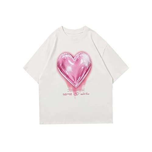 Vamtac Oversized Graphic Tees Vintage Love Balloon Printed Casual Streetwear Tops Summer Cotton T Shirts Y2k Unisex
