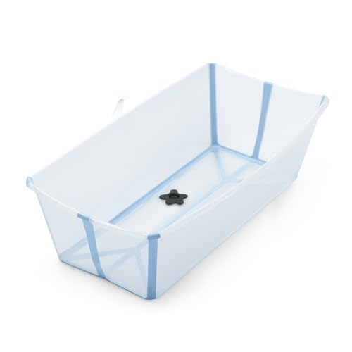 Stokke Flexi Bath X Large, Ocean Blue   Bañera plegable para bebé   Ligera, duradera y fácil de guardar   Práctica para usar en casa o de viaje   De 0 a 6 años
