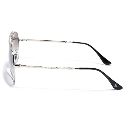 Image of Voyage Aviator Polarized Sunglasses for Men & Women (Black Lens | Grey Frame - MG7619)