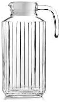 Miniatura 6 de Glass Ware - Jarra acanalada con tapa y asa, hasta 60 oz.Cada uno elegante y elegante, para leche, té helado, jugos, agua, etc. 1.8 L. (tapa es