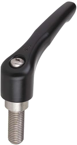 Image of Kipp 06461-5161X50 Zinc Adjustable Handle with M16 External Thread, Modern Design Style, Stainless Steel Components, Metric, Black Satin Powder-Coated Finish, 50 mm Screw Length, Size 5